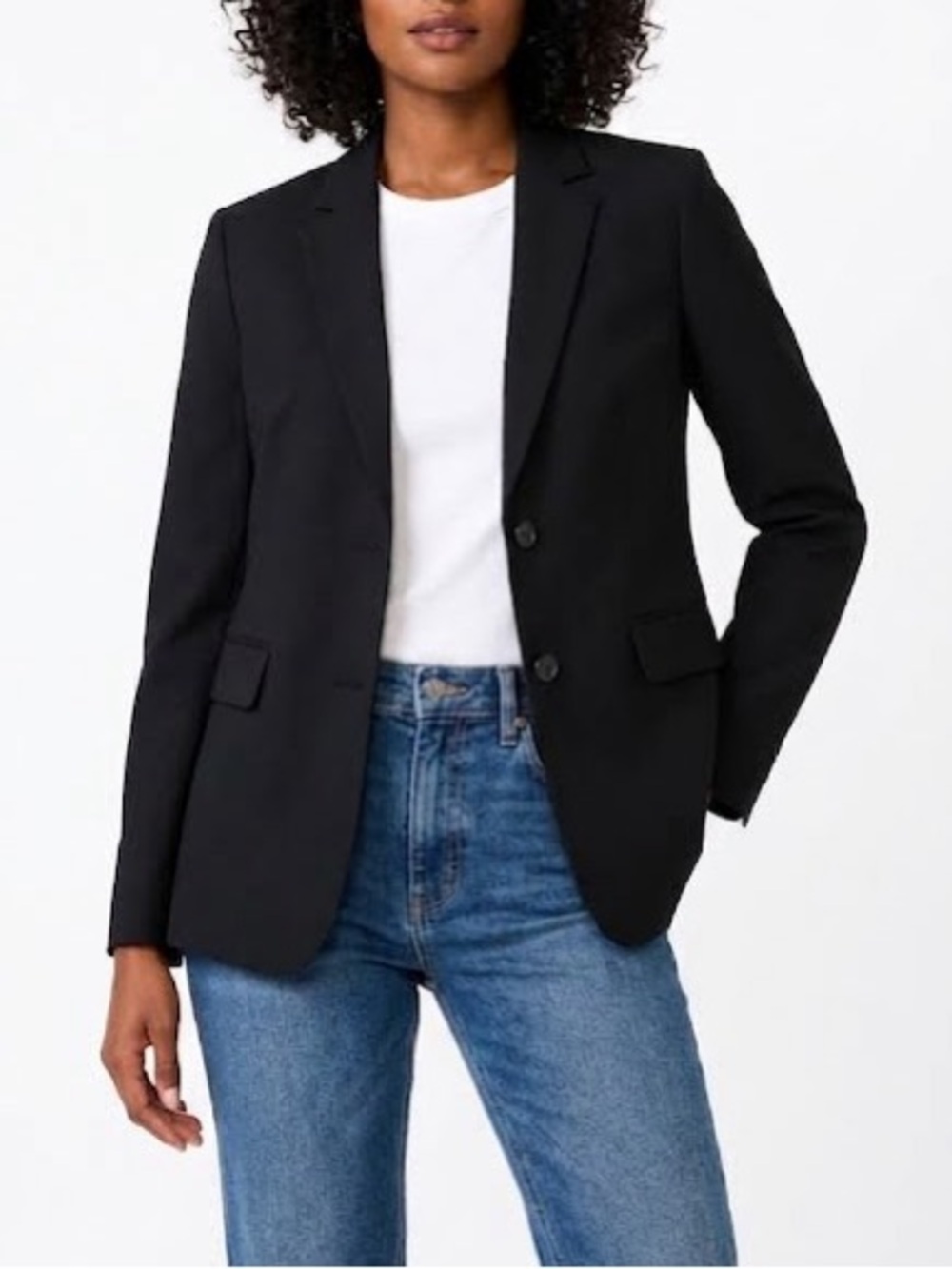 Banana Republic Classic Lightweight Wool Blazer Slim Fit Stretch Black Size 6